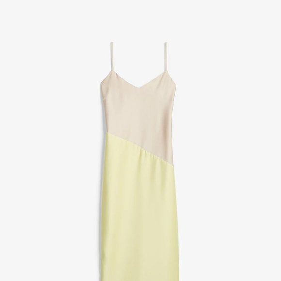 Express - NWT Satin Colorblock Slip Dress in Nude Sorbet - Picture 2 of 4